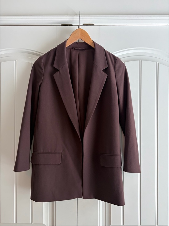 All Saints Jackets & Blazers - ALL SAINTS Aleida Tri Blazer Jacket Brown Longline Open Front Women’s Size 0